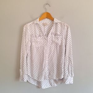 Alexander Jordan White & Black Polka Dot Button Down Top